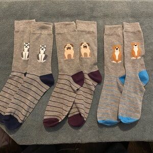 Gray Dog Patterned Socks Set